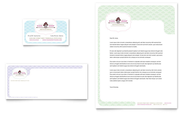Bakery & Cupcake Shop - Business Card & Letterhead Template Design