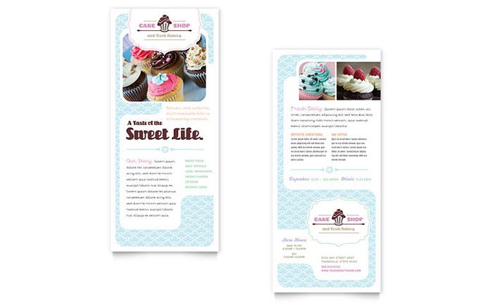 Bakery & Cupcake Shop - Rack Card Template Design