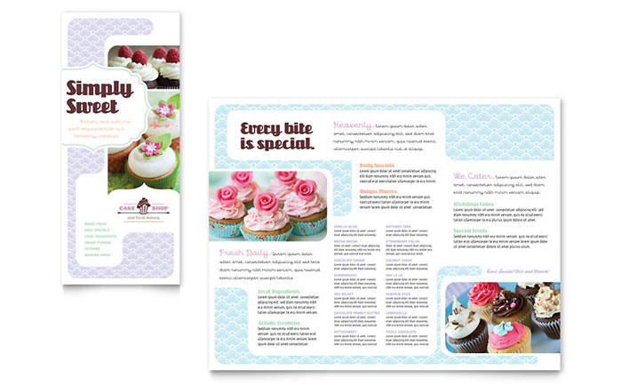 Bakery & Cupcake Shop - Tri Fold Brochure Template Design