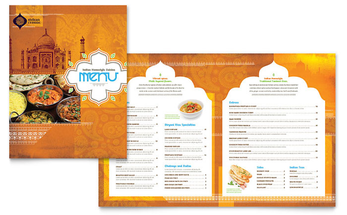 Indian Restaurant - Menu Template Design Sample