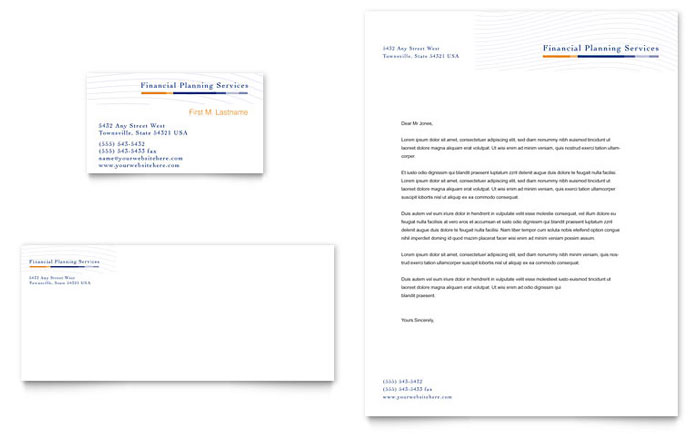 Financial Planning & Consulting - Business Card & Letterhead Template Design