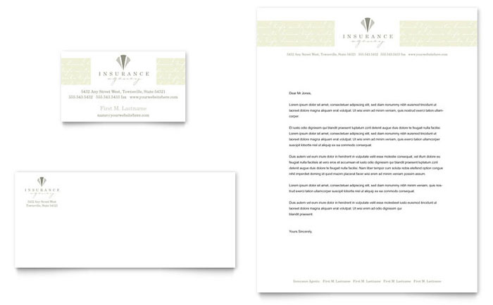 Life & Auto Insurance Company Business Card & Letterhead Template Design