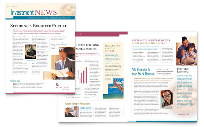 Investment Company Newsletter Template Design