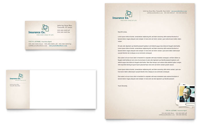 Business Card & Letterhead Template Design - Life Insurance Company