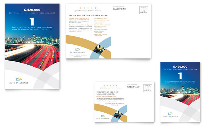 Postcard Template Design - Car Insurance Company