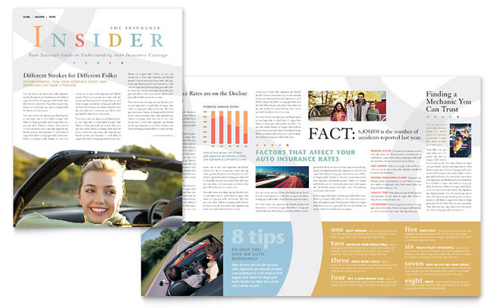 Newsletter Template Design - Car Insurance Company