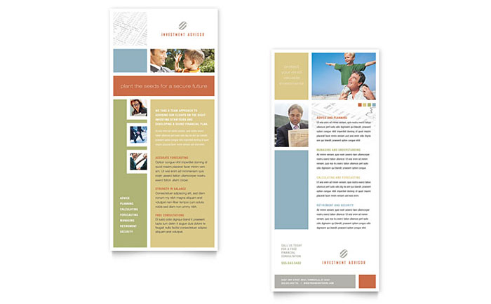 Investment Advisor Rack Card Template Design