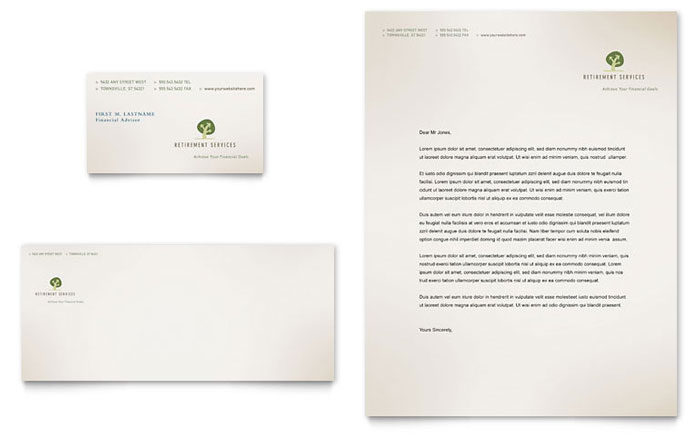 Business Card & Letterhead Template Design - Retirement Investment Services