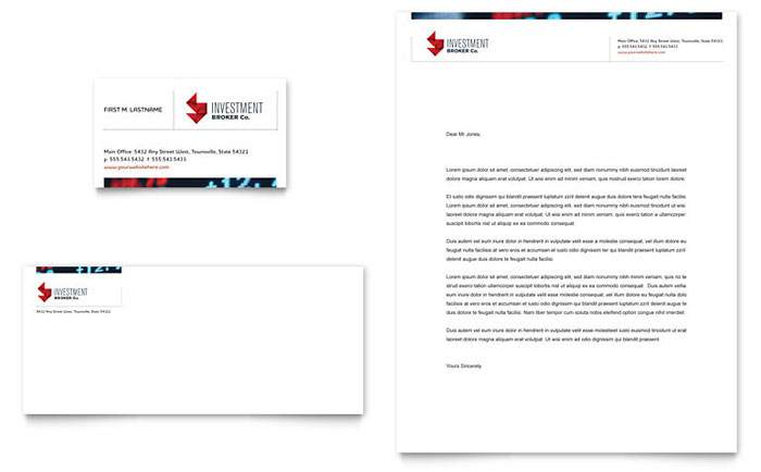 Investment Bank - Business Card & Letterhead Template Design