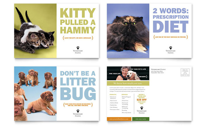 Postcard Template Design - Veterinarian Clinic