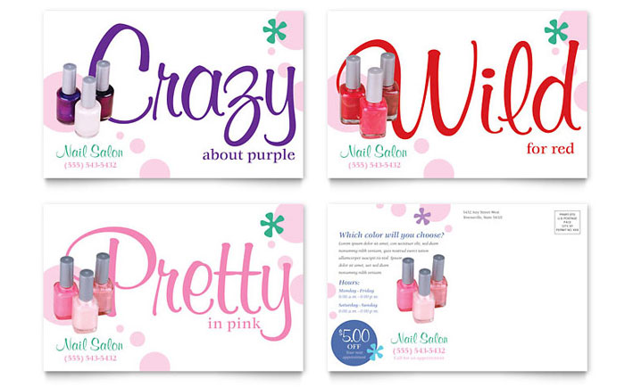 Nail Salon Postcard Template Design