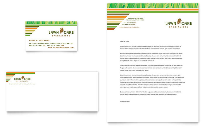 Business Card & Letterhead Template Design - Lawn Care & Mowing Services