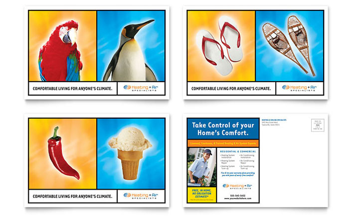 Heating & Air Conditioning - Postcard Template Design