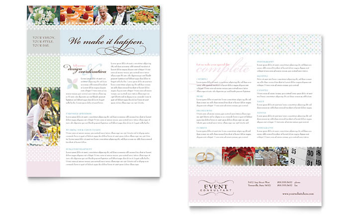 Wedding & Event Planning - Datasheet Template Design