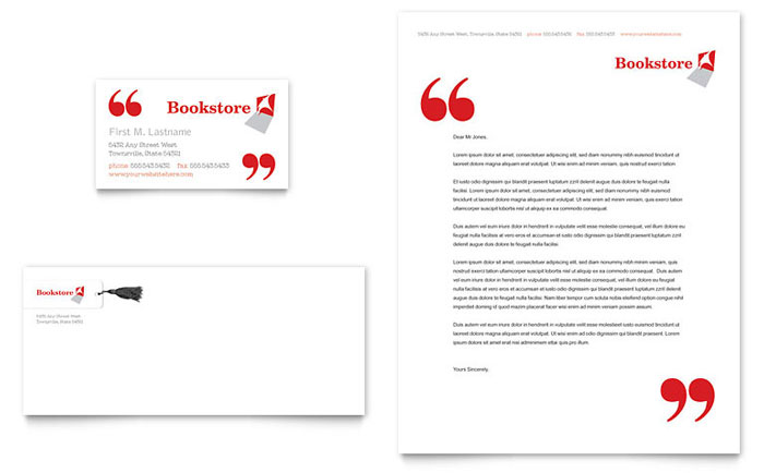 Bookstore & Library - Business Card & Letterhead Template Design