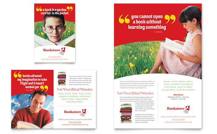 Bookstore & Library - Flyer & Ad Template Design