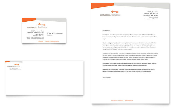 Business Card & Letterhead Template Design - Commercial Real Estate