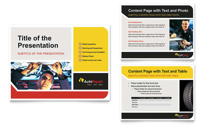Auto Repair - PowerPoint Presentation Template Design