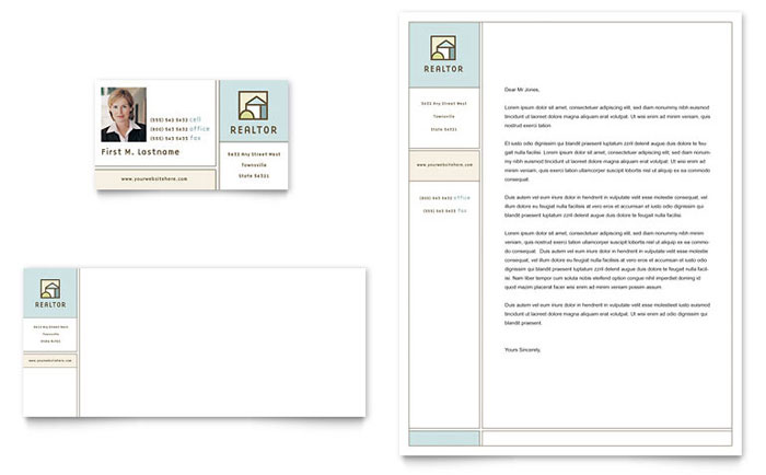 House for Sale Real Estate - Business Card & Letterhead Template Design