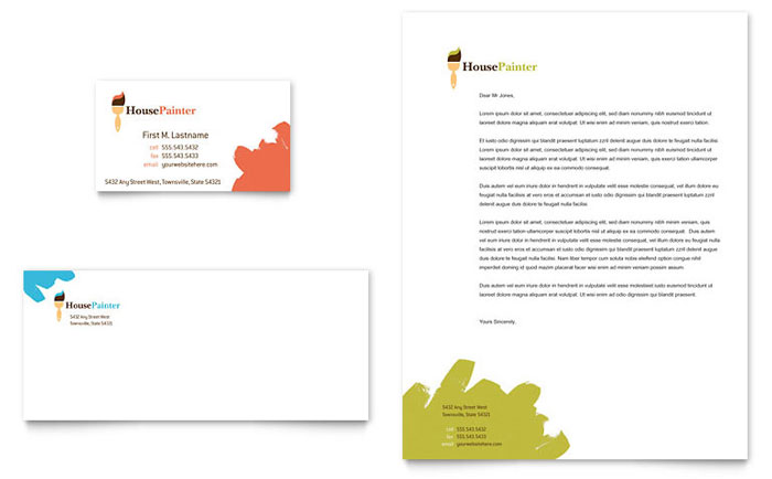 Business Card & Letterhead Template Design - Painter & Painting Contractor