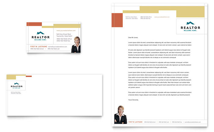 Business Card & Letterhead Template Design - Realtor & Real Estate Agency