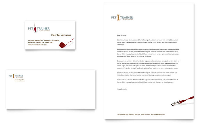 Business Card & Letterhead Template Design - Pet Training & Dog Walking