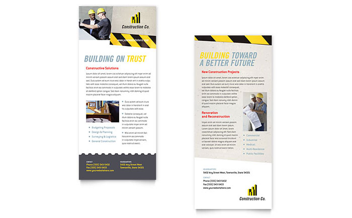 Industrial & Commercial Construction - Rack Card Template Design