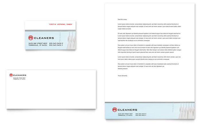 Laundry & Dry Cleaners Business Card & Letterhead Template Design