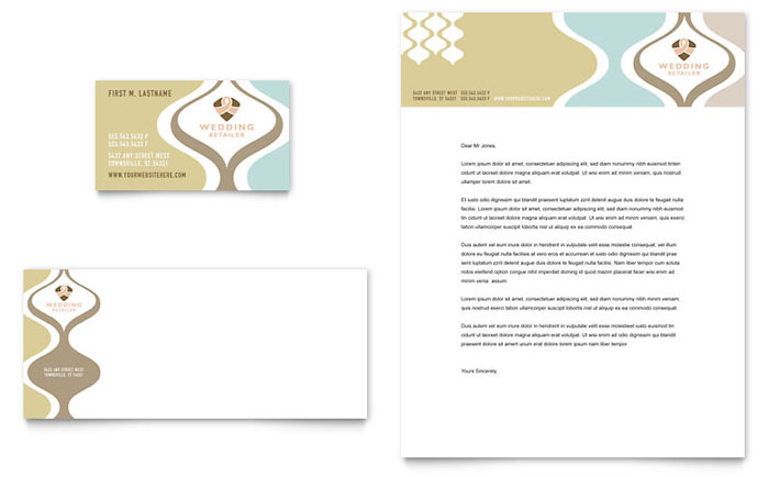 Business Card & Letterhead Template Design - Wedding Store & Supplies