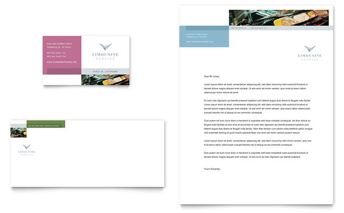 Business Card & Letterhead Template Design - Limousine Service