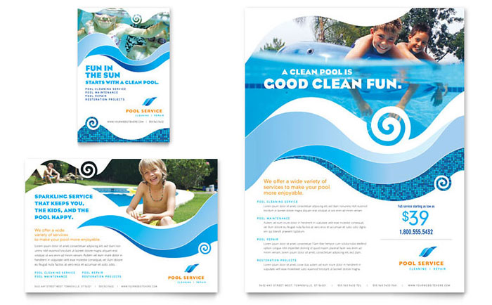 Flyer & Ad Template Design - Swimming Pool Cleaning Service