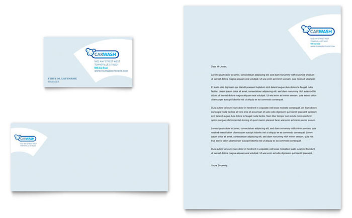 Business Card & Letterhead Template Design - Car Cleaning