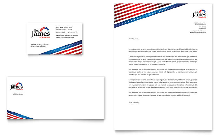 Political Campaign - Business Card & Letterhead Template Design