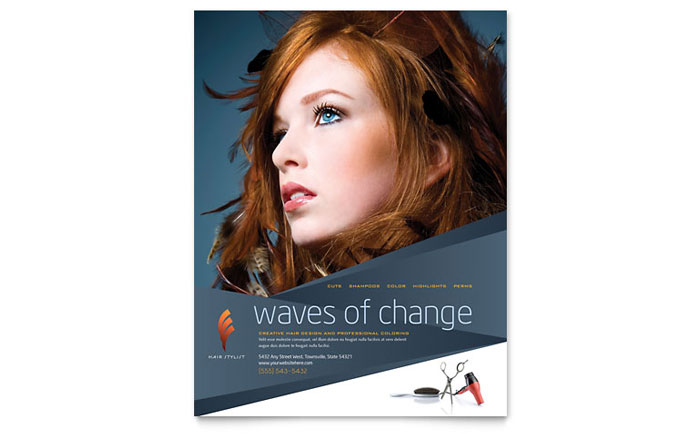 Hair Stylist & Salon - Flyer Template Design