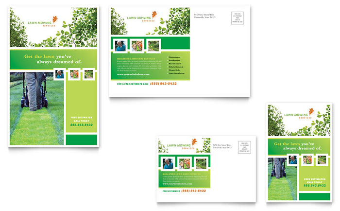 Lawn Mowing Service - Postcard Template Design