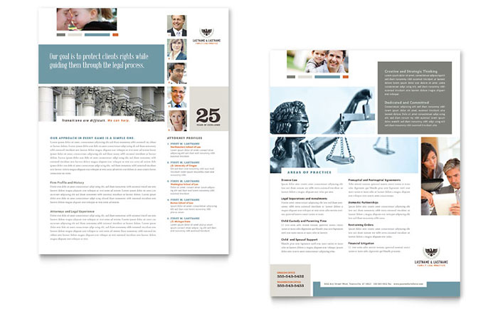 Family Law Attorneys - Datasheet Template Design