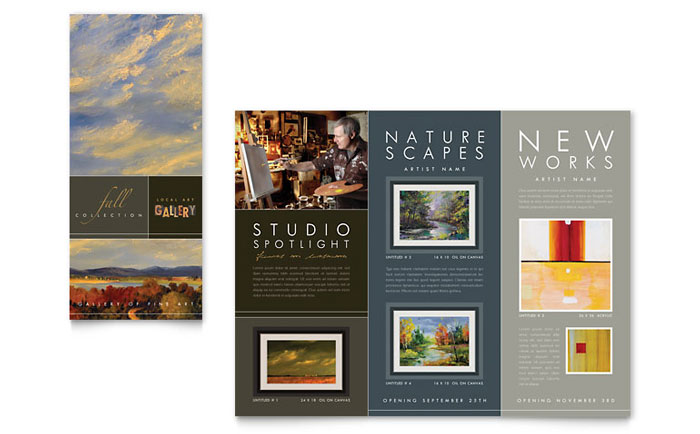 Art Gallery & Artist - Tri Fold Brochure Template Design