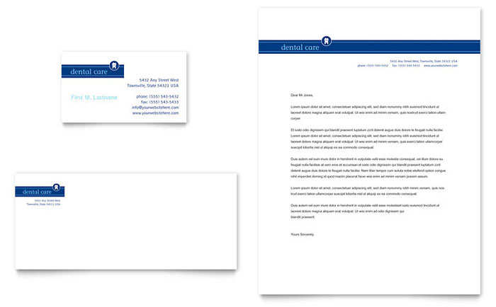 Dentist Office Business Card & Letterhead Template Design