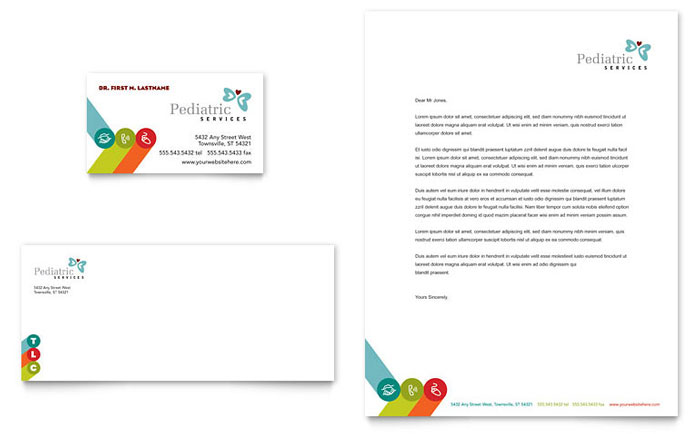 Pediatrician & Child Care Business Card & Letterhead Template Design