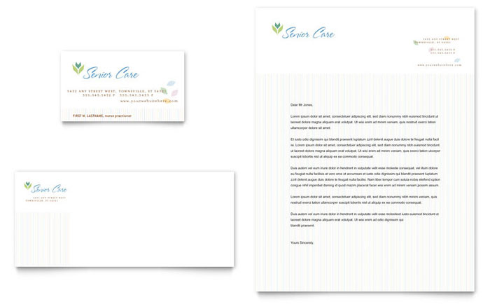 Elder Care & Nursing Home Business Card & Letterhead Template Design