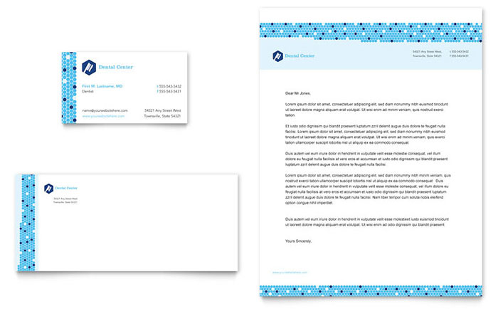 Business Card & Letterhead Template Design - Dentistry & Dental Office