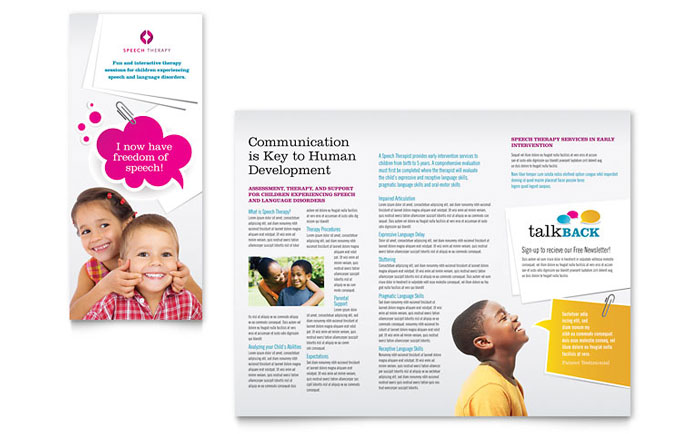 Speech Therapy - Tri Fold Brochure Template Design