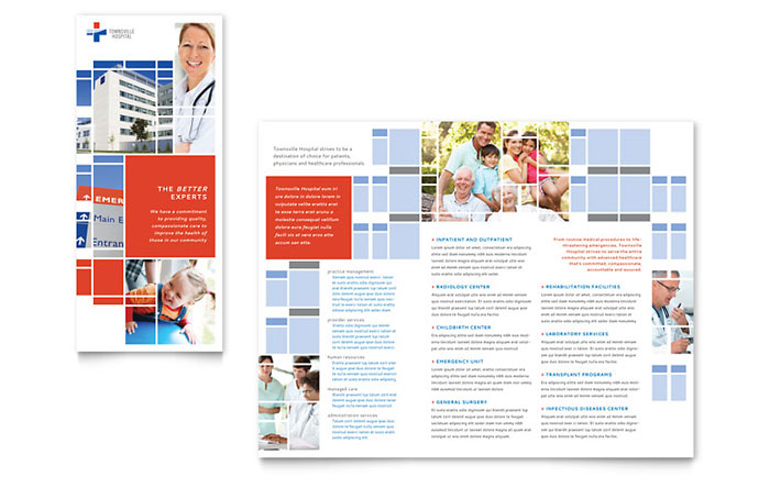 Hospital Tri Fold Brochure Template Design