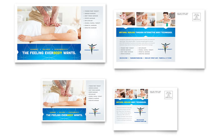 Reflexology & Massage - Postcard Template Design