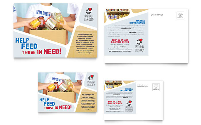 Food Bank Volunteer - Postcard Template Design