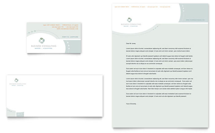 Business Consulting Business Card & Letterhead Template Design