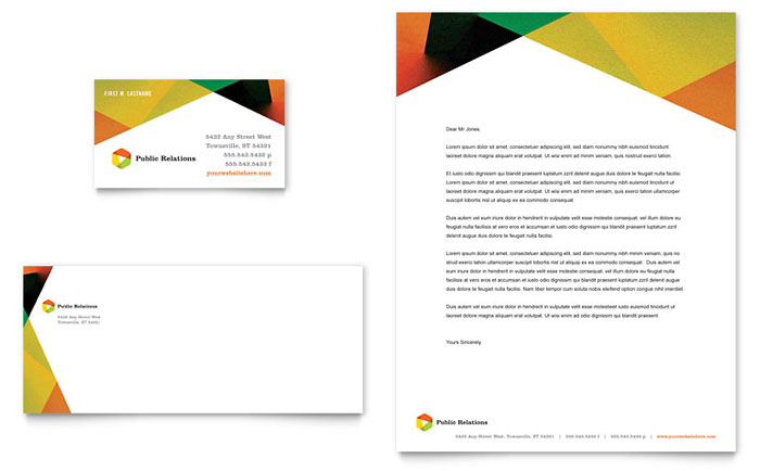 Public Relations Company Business Card & Letterhead Template Design