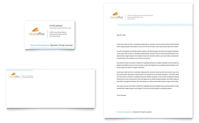Janitorial & Office Cleaning - Business Card & Letterhead Template Design