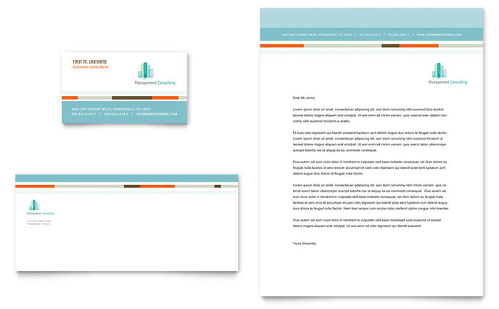 Management Consulting - Business Card & Letterhead Template Design