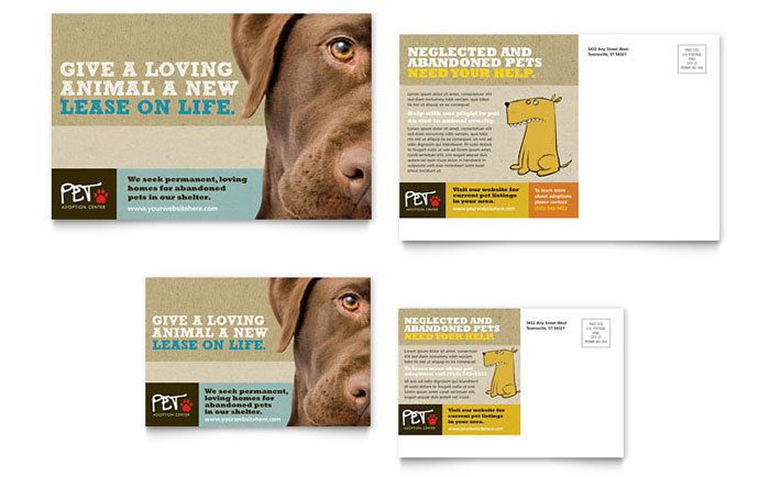 Animal Shelter & Pet Adoption Postcard Design